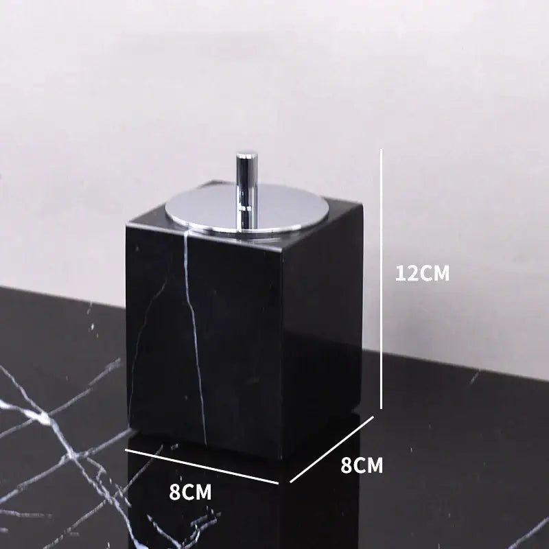 Black marquina marble bathroom set with gold handles