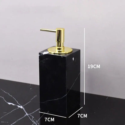 Black marquina marble bathroom set with gold handles