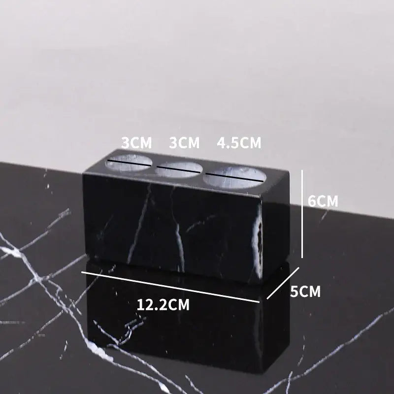 Black marquina marble bathroom set with gold handles