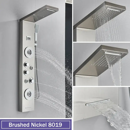 Modern black massage jet rainfall shower panel bathroom tower