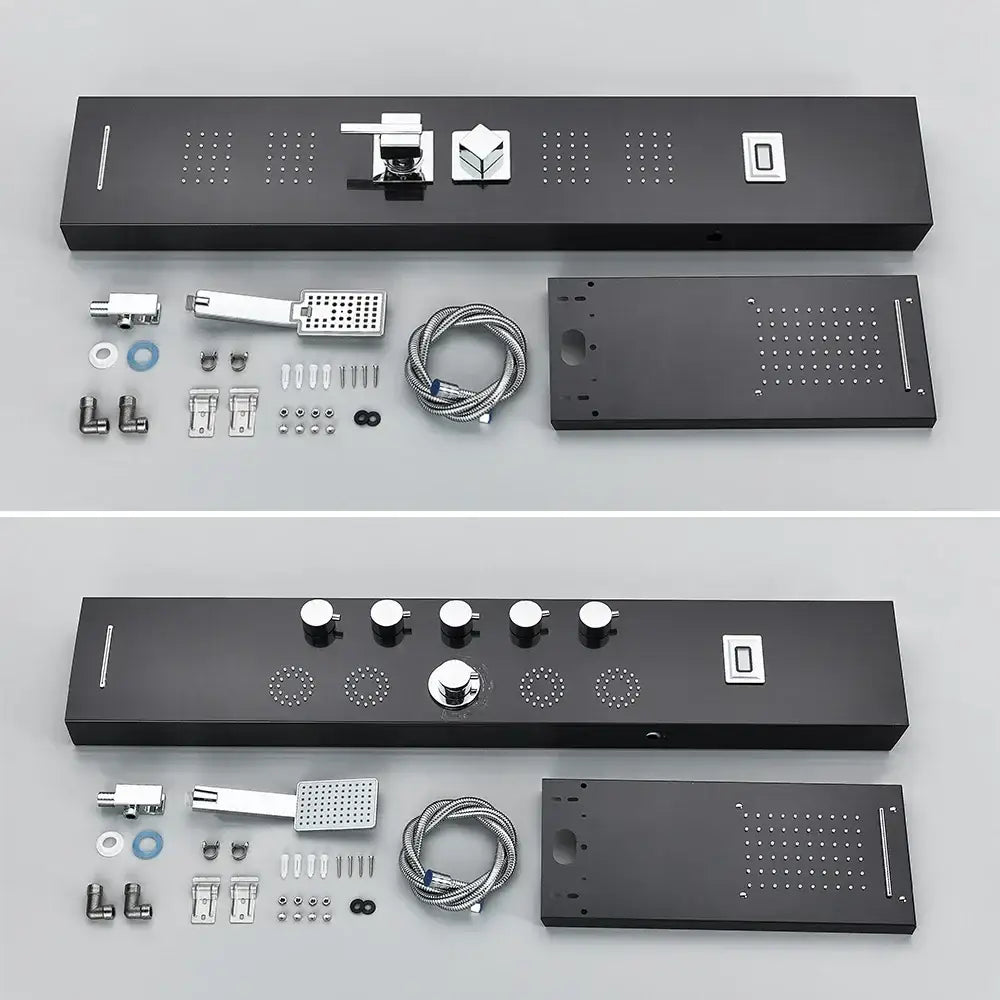 Modern black massage jet rainfall shower panel bathroom tower