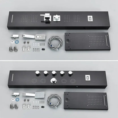Modern black massage jet rainfall shower panel bathroom tower