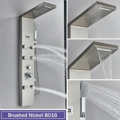 Modern black massage jet rainfall shower panel bathroom tower