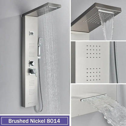 Modern black massage jet rainfall shower panel bathroom tower
