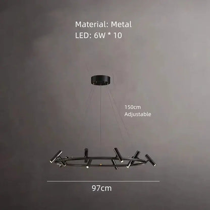 Decorbites black metal chandelier minimalist dining room led light