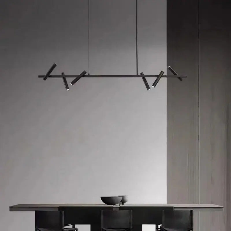black metal chandelier minimalist dining room led light
