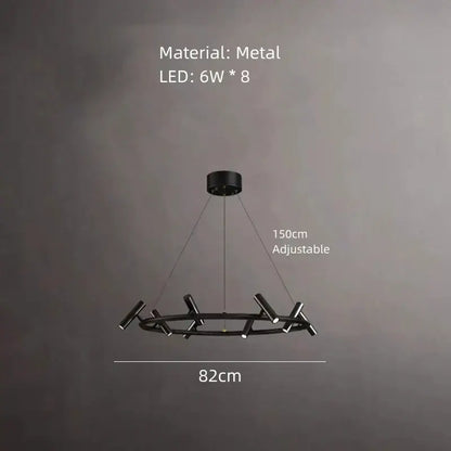 Decorbites black metal chandelier minimalist dining room led light