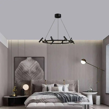 Decorbites black metal chandelier minimalist dining room led light