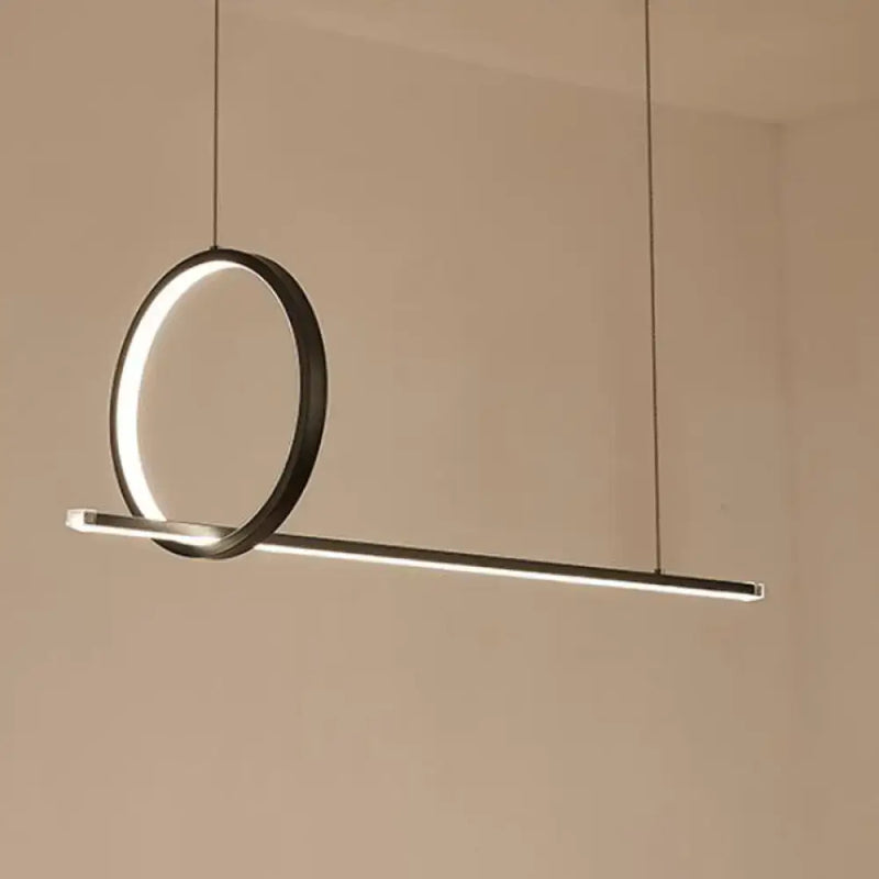 Modern black minimalist led ring island light for kitchen ceiling