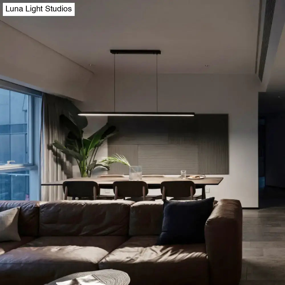 Modern black linear led pendant – kitchen island light