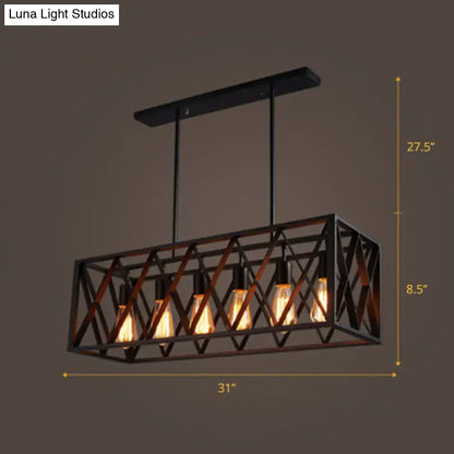 Industrial black metal suspension pendant light for dining room
