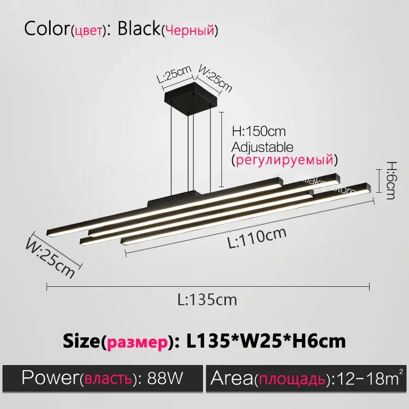 black nordic chandelier minimalist 3 bar living room light