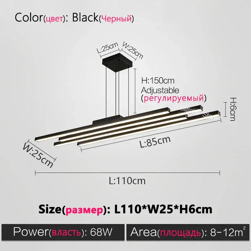 black nordic chandelier minimalist 3 bar living room light