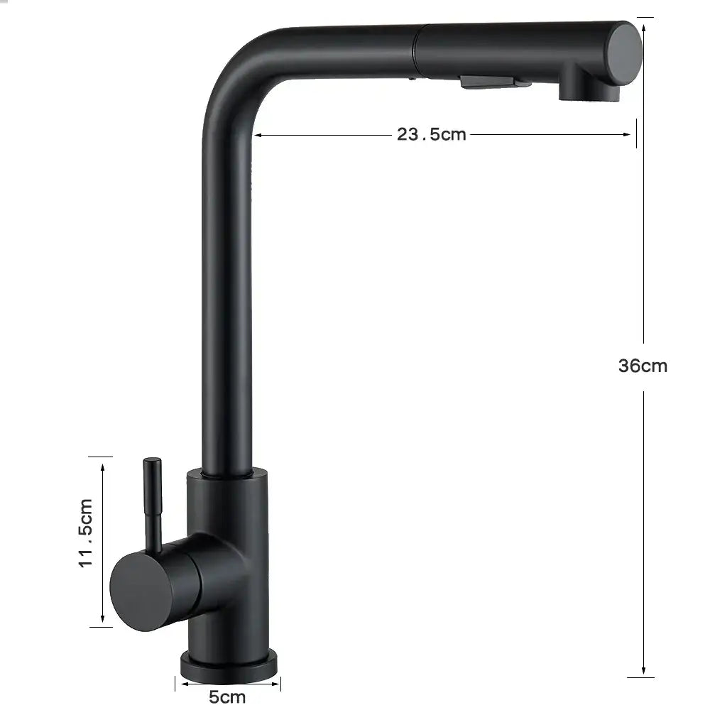 black pull out kitchen faucet with dual mode nozzle