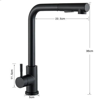 black pull out kitchen faucet with dual mode nozzle
