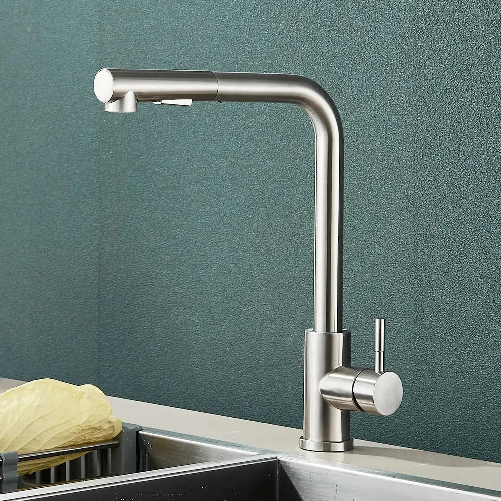 black pull out kitchen faucet with dual mode nozzle