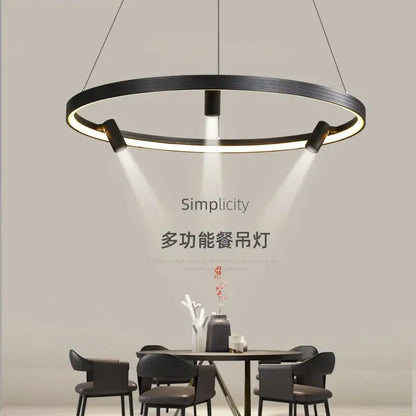 Decorbites black round combo chandelier living room spotlight pendant