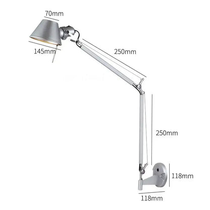 black silver rotatable wall light for study office