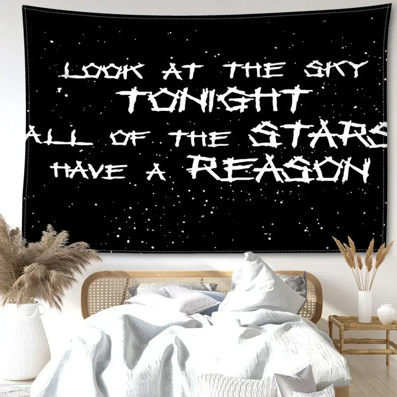 Decorbites black sky art tapestry bedroom starry wall decor