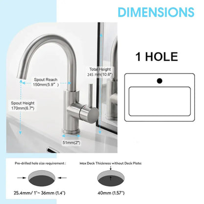 Modern brushed black stainless steel kitchen faucet duradero y práctico