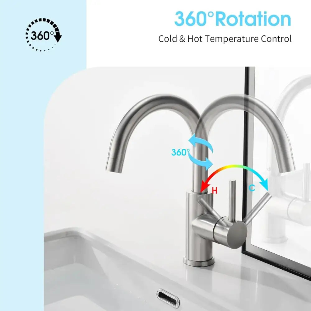 Modern brushed black stainless steel kitchen faucet duradero y práctico