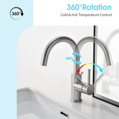 Modern brushed black stainless steel kitchen faucet duradero y práctico