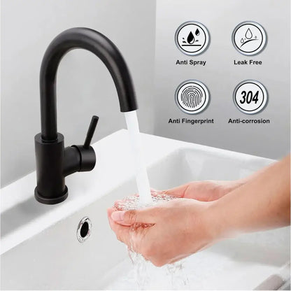 Modern brushed black stainless steel kitchen faucet duradero y práctico
