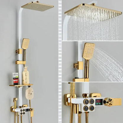black thermostatic digital shower faucet set for bathroom