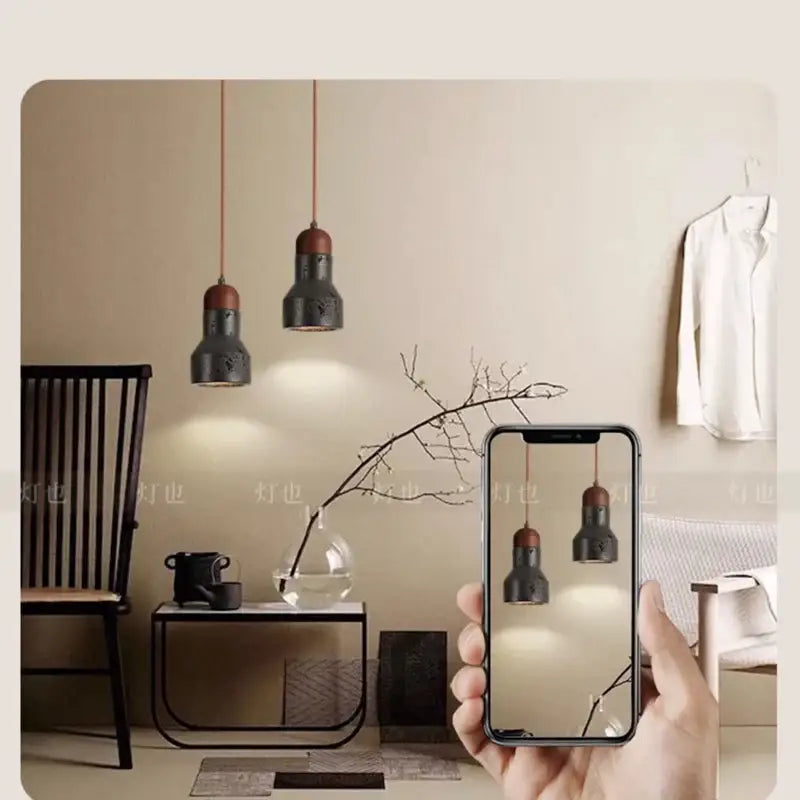 black travertine led pendant lamp for dining room