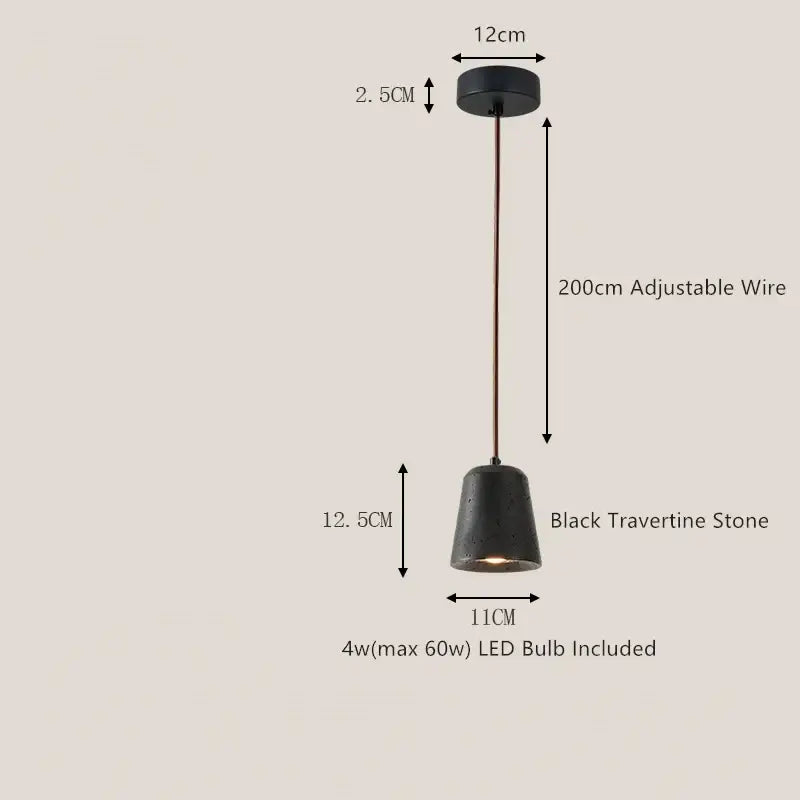 black travertine led pendant lamp for dining room