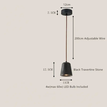 black travertine led pendant lamp for dining room