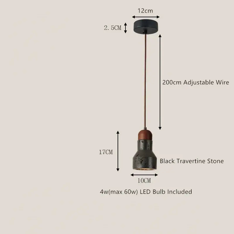 black travertine led pendant lamp for dining room