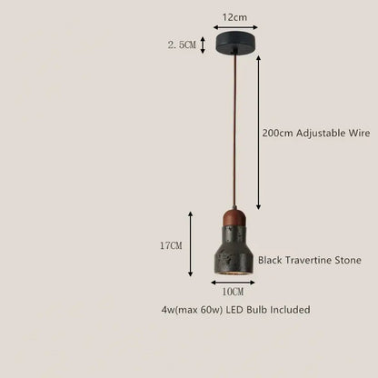 black travertine led pendant lamp for dining room