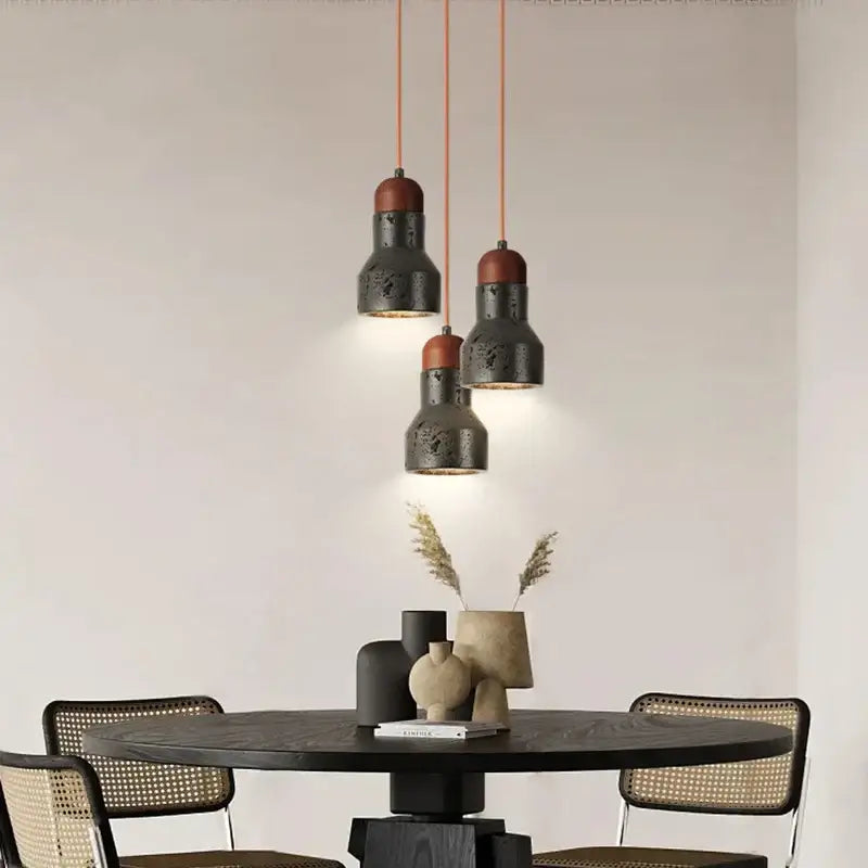 black travertine led pendant lamp for dining room