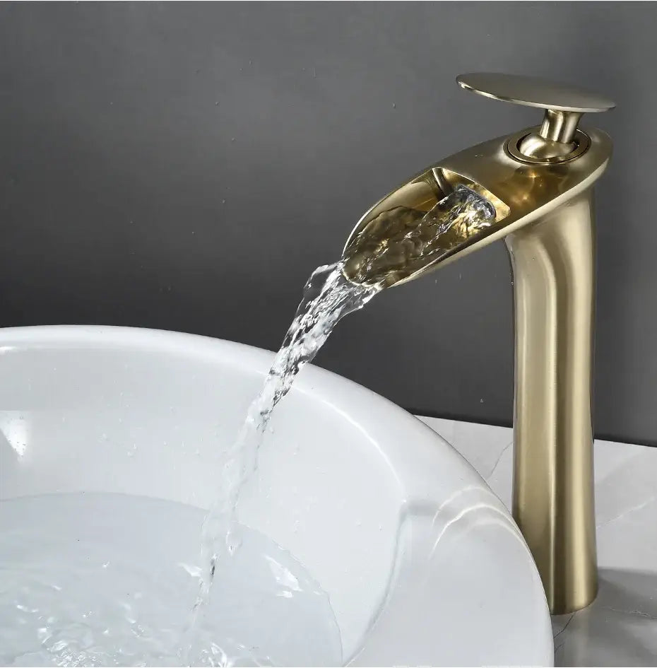 Modern black stainless steel waterfall basin faucet bathroom tap