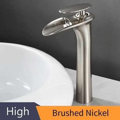Modern black stainless steel waterfall basin faucet bathroom tap