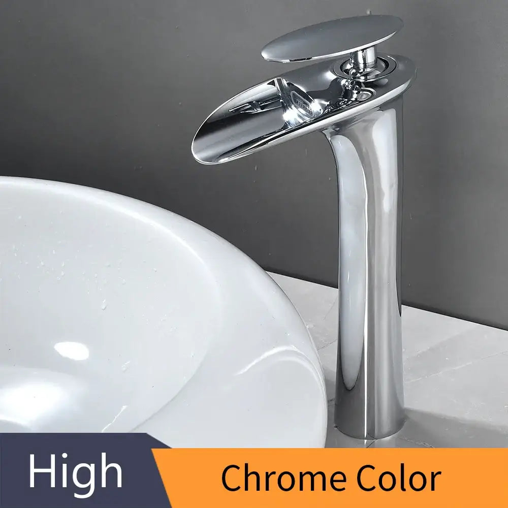 Modern black stainless steel waterfall basin faucet bathroom tap