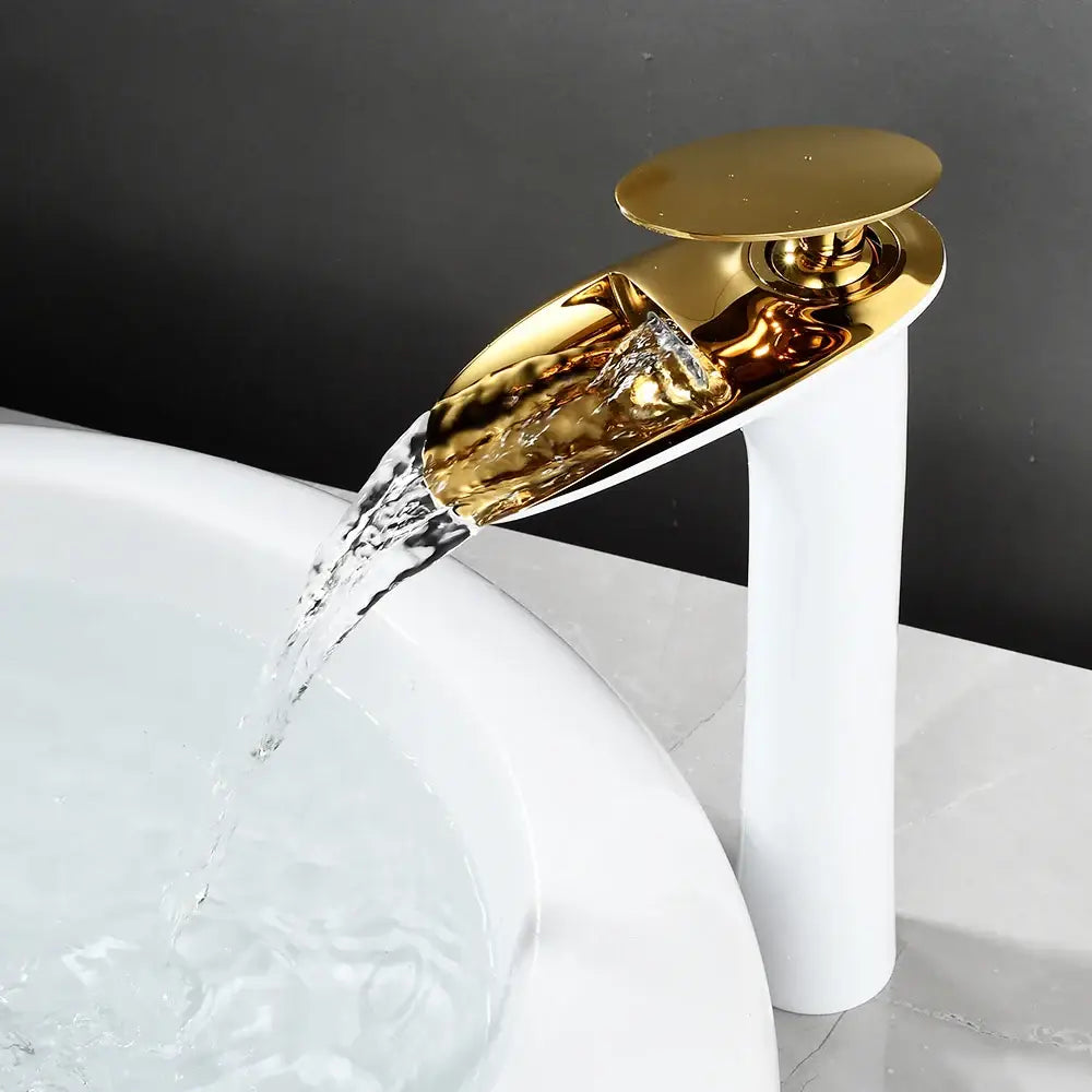 Modern black stainless steel waterfall basin faucet bathroom tap