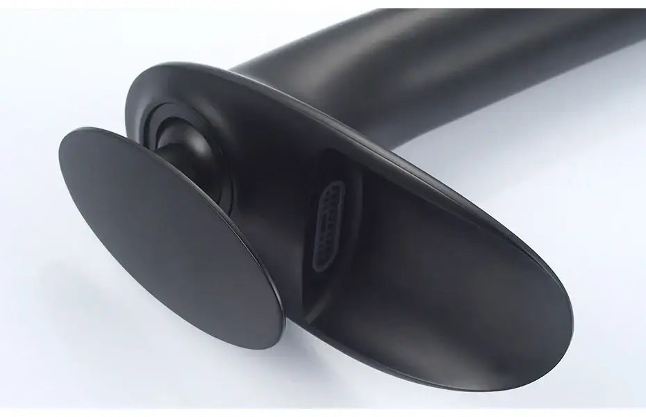 Modern black stainless steel waterfall basin faucet bathroom tap