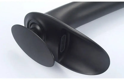 Modern black stainless steel waterfall basin faucet bathroom tap