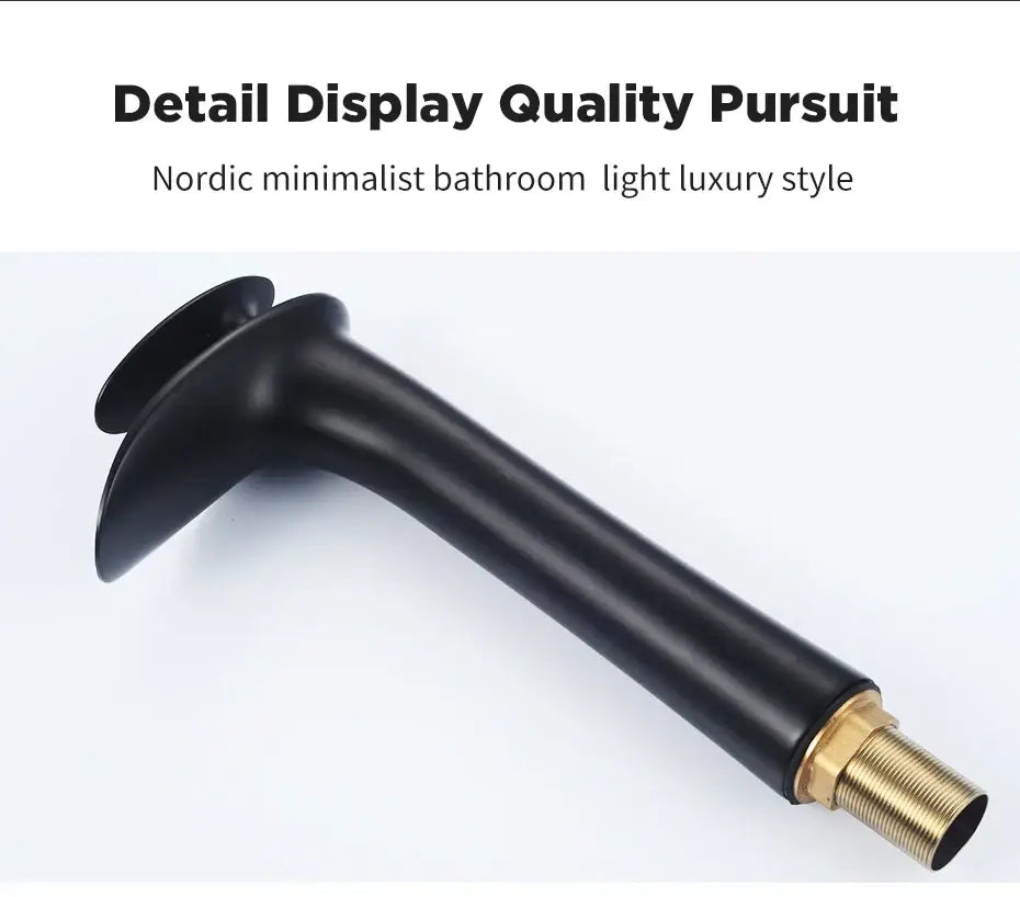Modern black stainless steel waterfall basin faucet bathroom tap