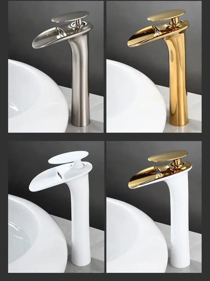 Modern black stainless steel waterfall basin faucet bathroom tap