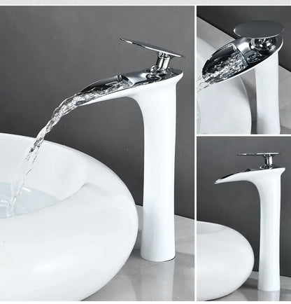 Modern black stainless steel waterfall basin faucet bathroom tap