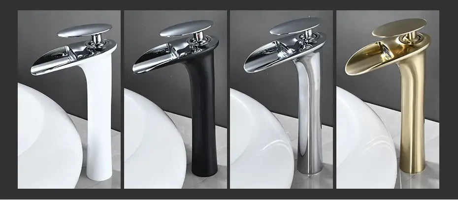 Modern black stainless steel waterfall basin faucet bathroom tap