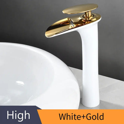 Modern black stainless steel waterfall basin faucet bathroom tap