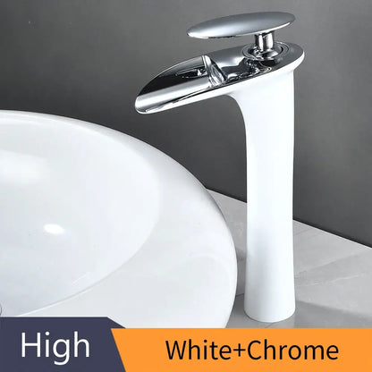 Modern black stainless steel waterfall basin faucet bathroom tap