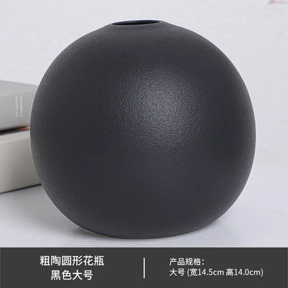 DecorBites™ Black & White Ceramic Round Vase