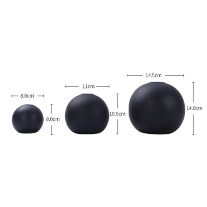 DecorBites™ Black & White Ceramic Round Vase