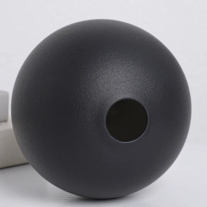 DecorBites™ Black & White Ceramic Round Vase