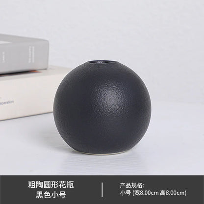 DecorBites™ Black & White Ceramic Round Vase
